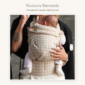 Numora bæresele til baby - ergonomisk houndstooth bæresele i bomuld