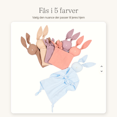 Nusseklud til baby i 5 farver - kanin i bomuldsgaze