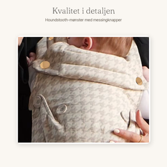Houndstooth mønster og messingknapper på Numora bæresele